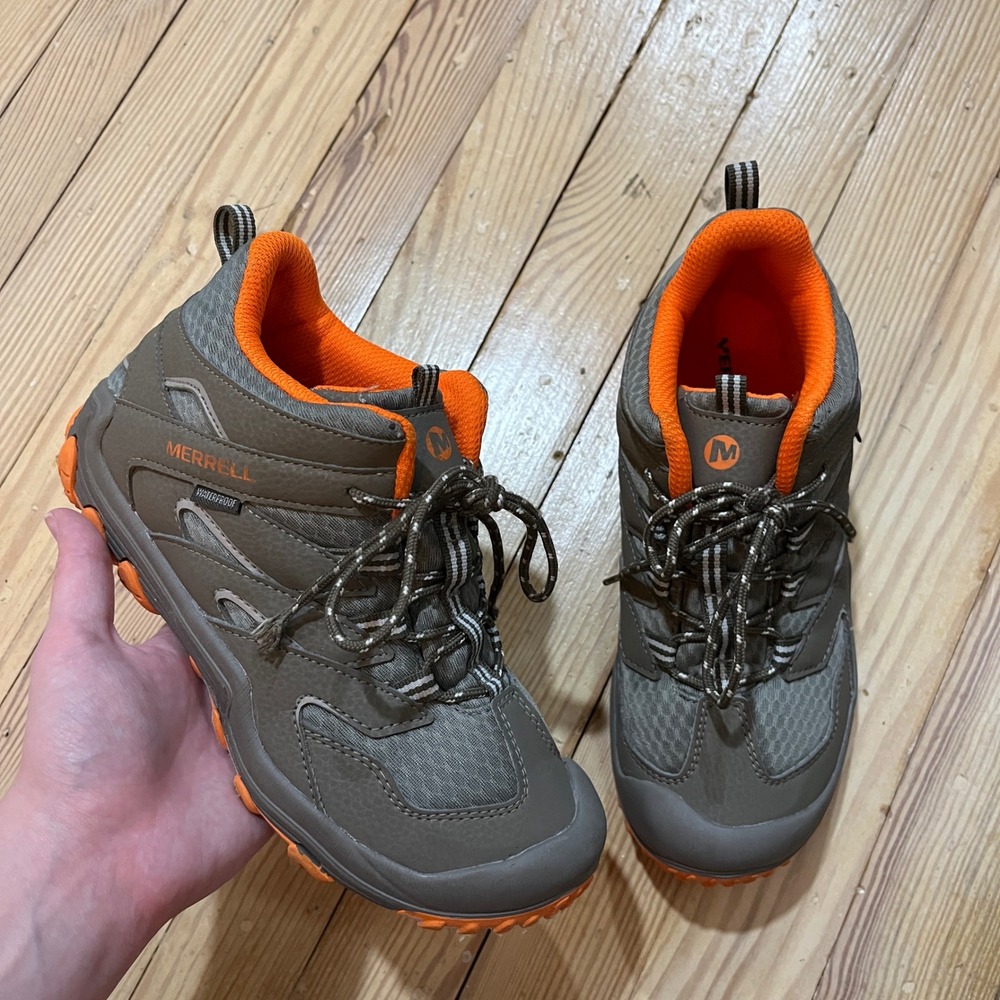Merrell Hiking Boots Kids 5M Brown Orange Waterproof Trail Shoes MK262177